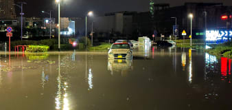 Dubai inundated with rain: Photos show flooded city after torrential downpour leaves at least 1 dead
