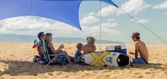 This lightweight beach tent is ridiculously easy to set up