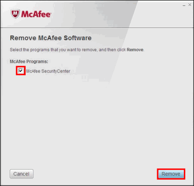 remove mcafee software