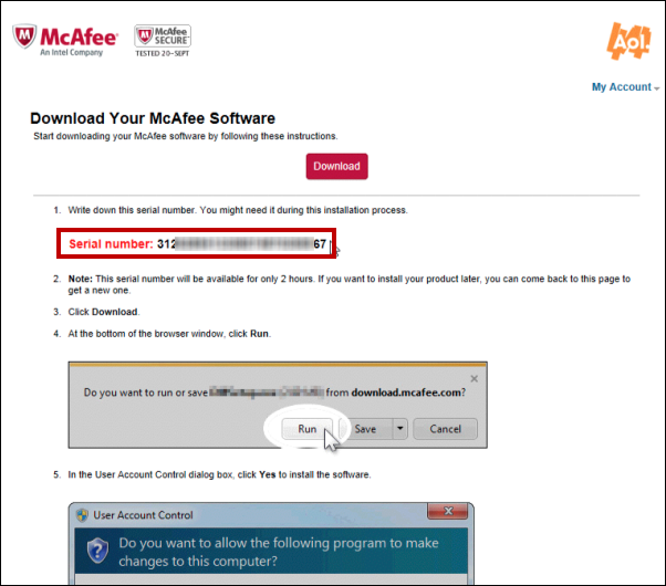 how to install mcafee internet security ecard