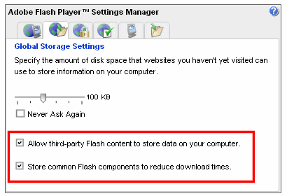 Adobe Flash Player Settings Manager